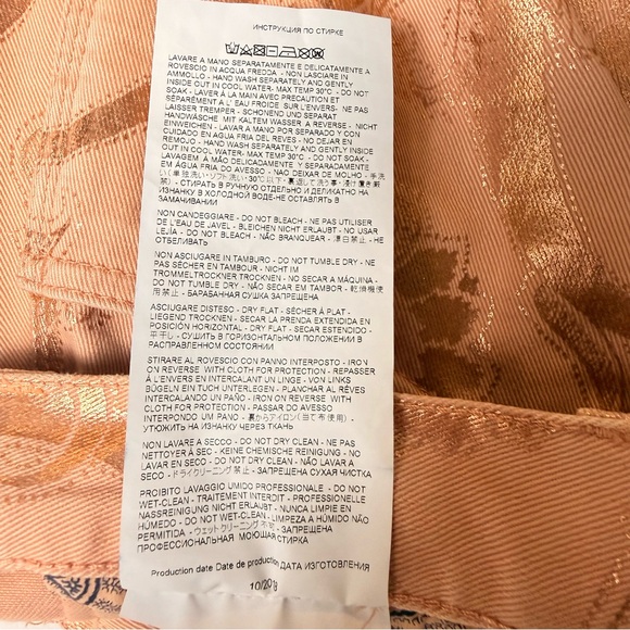 ETRO Milano FW18 Metallic Rose Gold Signature Paisley Carpenter Jeans 30 Italy - Picture 11 of 16